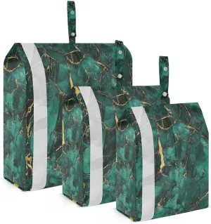 Greenish-gold marble texture3pcs Travel Packing Storage Bags Portable Closet Storage Bags Clothes Storage Bags Travel Suitcase Organizer