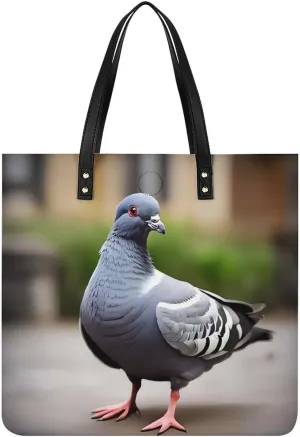 Grey Pigeon Tote Bag Leather Handbag Shopper Purse Shoulder Bag for Women Office Laptop Bag Gift