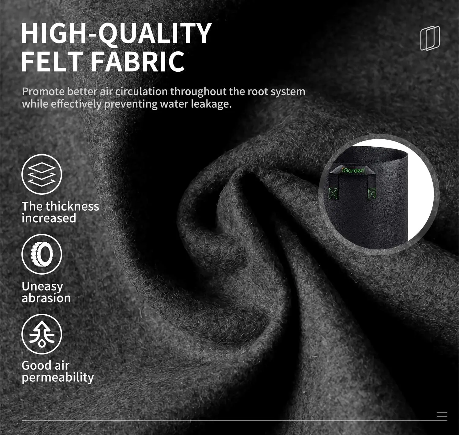 Grow Bags Tall, 7 Gallon Grow Pots 6 Pack with Handles, Heavy Duty 280G Thickened Nonwoven Fabric Plant Bag for Vegetables, Black