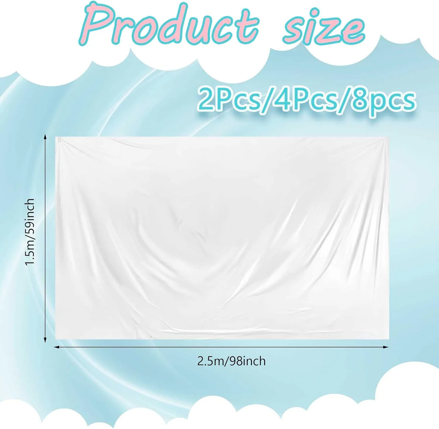 Gueevin 4 Pcs Large Balloon Bags for Transport Reusable Clear Balloon Drop Bag Plastic Big Clear Giant Carrying Storage Sacks Birthday Wedding Carnival Easter Party Supplies (98.4 x 59.1 Inch)