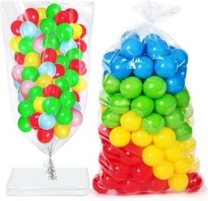 Gueevin 4 Pcs Large Balloon Bags for Transport Reusable Clear Balloon Drop Bag Plastic Big Clear Giant Carrying Storage Sacks Birthday Wedding Carnival Easter Party Supplies (98.4 x 59.1 Inch)