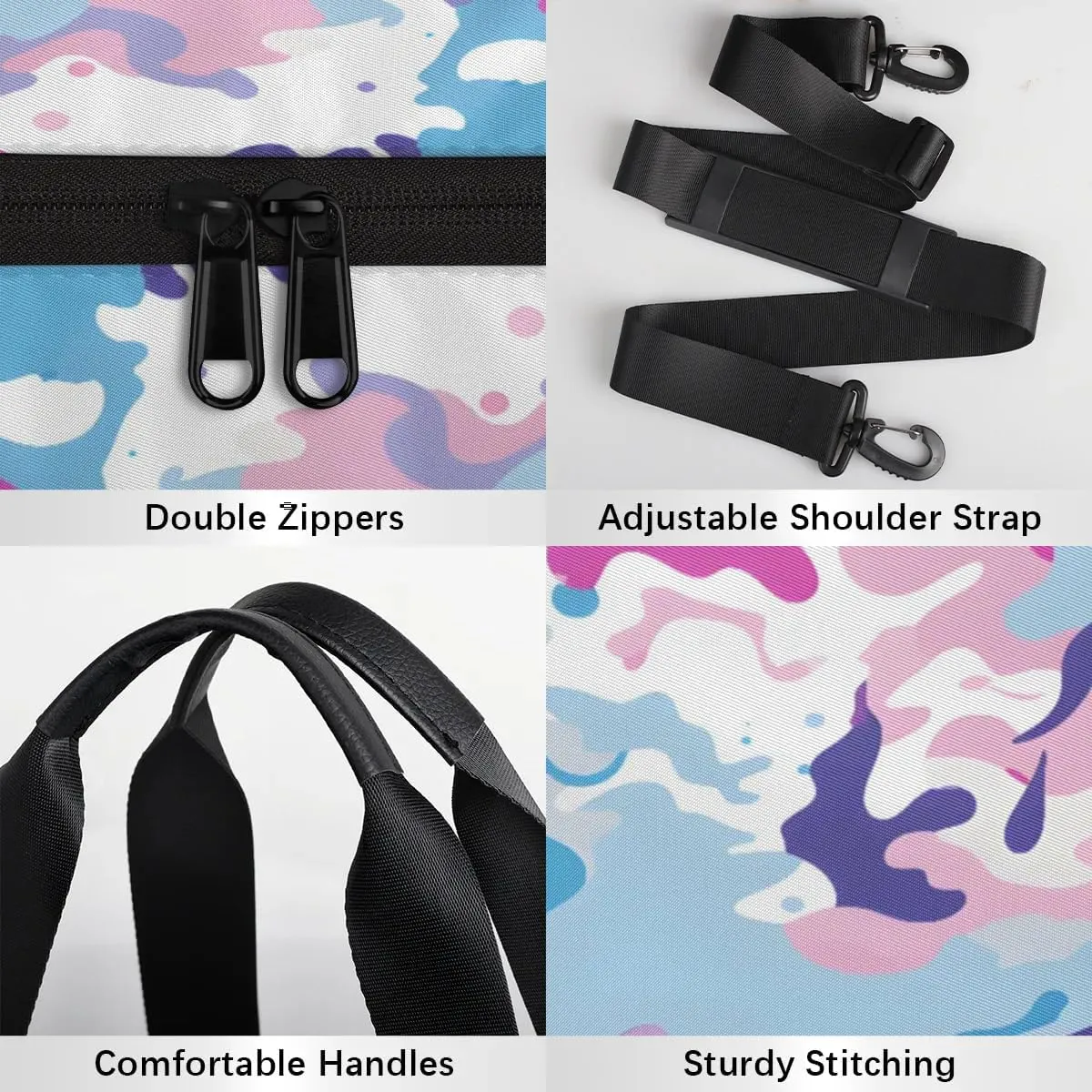 Gym Bags for Men Women Colorful Camo Sports Duffel Bags Carry On Travel Duffle Bag with Detachable Adjustable Shoulder Strap Overnight Weekender Bag