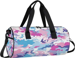 Gym Bags for Men Women Colorful Camo Sports Duffel Bags Carry On Travel Duffle Bag with Detachable Adjustable Shoulder Strap Overnight Weekender Bag