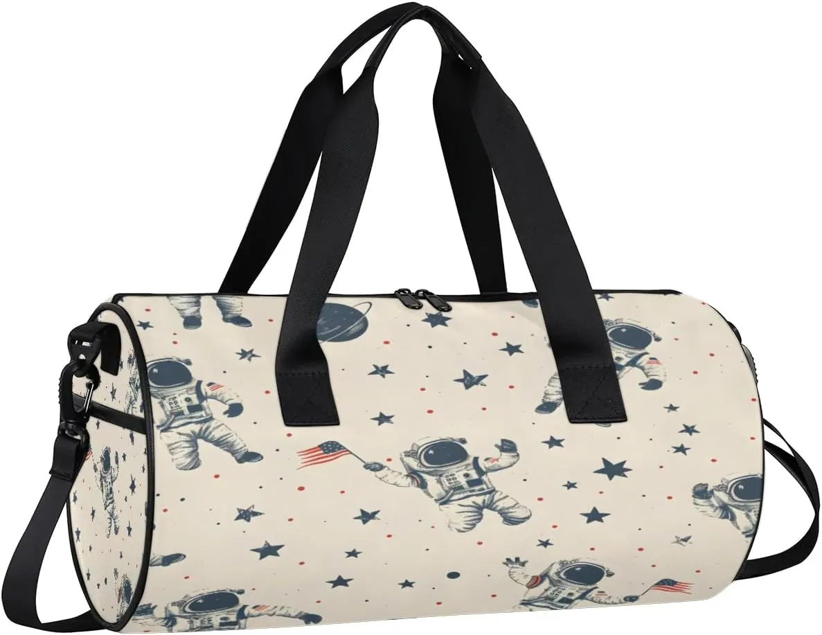 Gym Bags for Men Women Star Astronaut Sports Duffel Bags Carry On Travel Duffle Bag with Detachable Adjustable Shoulder Strap Overnight Weekender Bag