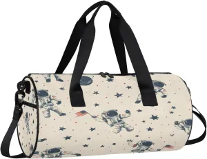Gym Bags for Men Women Star Astronaut Sports Duffel Bags Carry On Travel Duffle Bag with Detachable Adjustable Shoulder Strap Overnight Weekender Bag