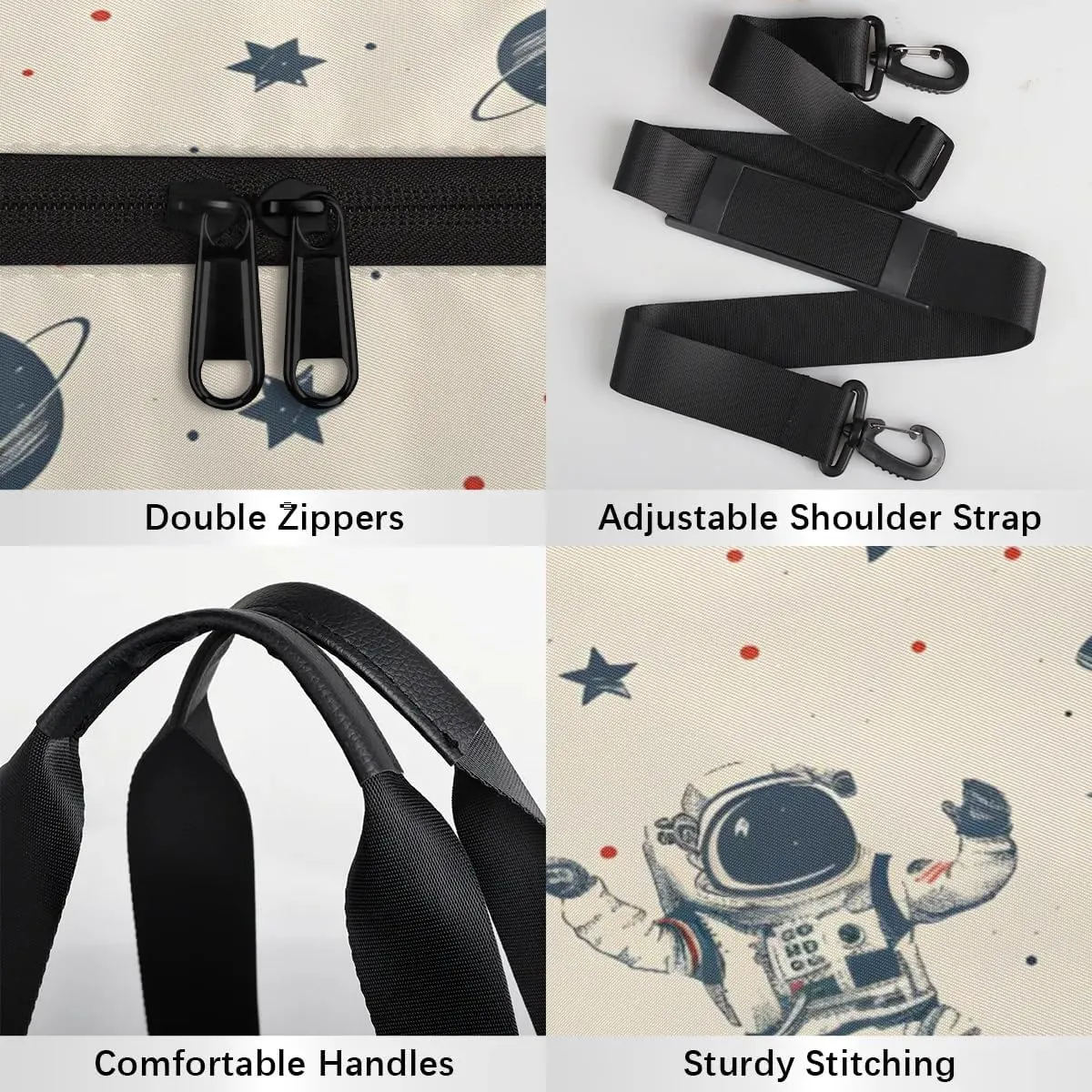 Gym Bags for Men Women Star Astronaut Sports Duffel Bags Carry On Travel Duffle Bag with Detachable Adjustable Shoulder Strap Overnight Weekender Bag