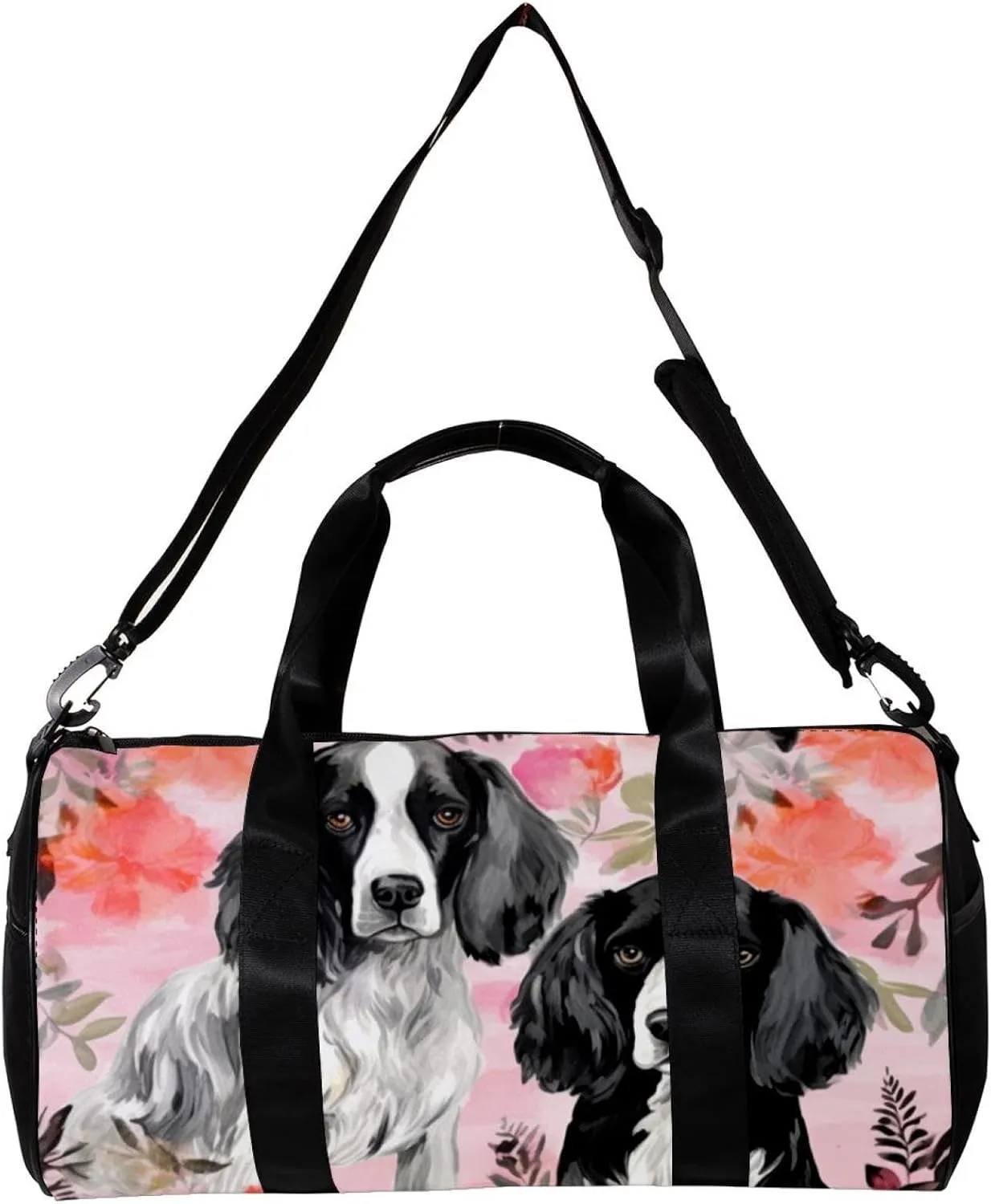 Gym Bags for Women,Duffle Bag for Travel,Dog Flower Pink Plant Floral,Gym Bag for Men