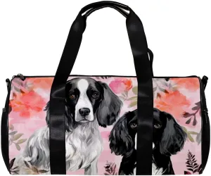Gym Bags for Women,Duffle Bag for Travel,Dog Flower Pink Plant Floral,Gym Bag for Men