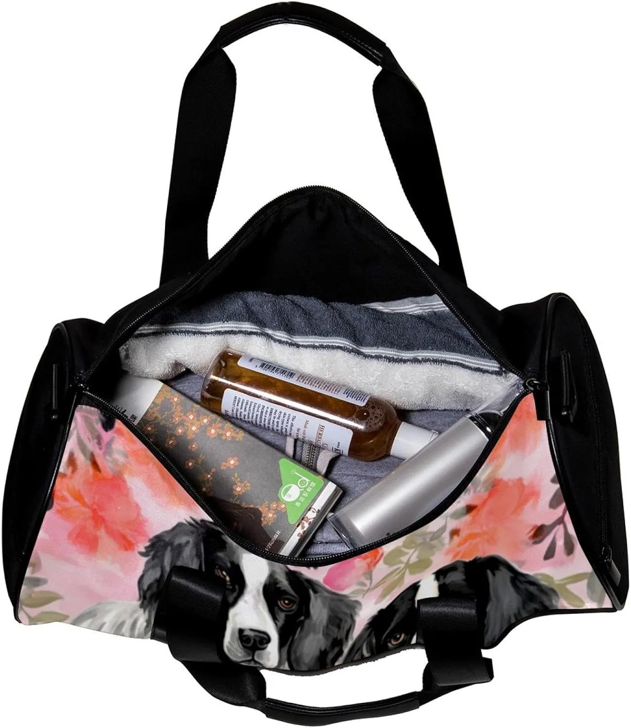 Gym Bags for Women,Duffle Bag for Travel,Dog Flower Pink Plant Floral,Gym Bag for Men