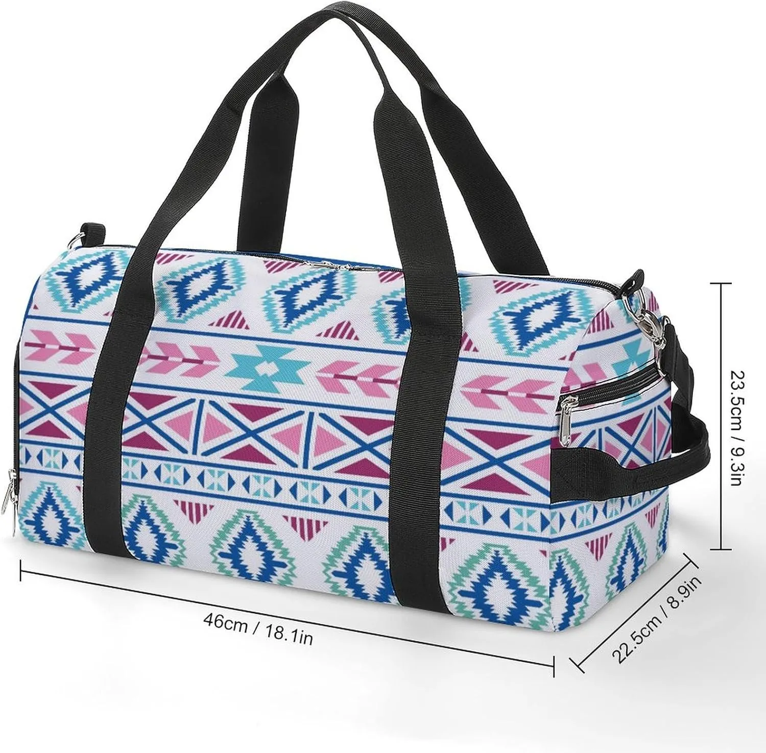 Gym Duffel Bag with Shoe Compartment Wet Pocket, Aztec Geometric Ethnic Travel Bag for Men Women, style