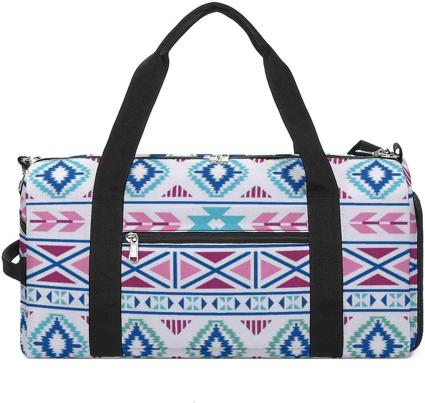 Gym Duffel Bag with Shoe Compartment Wet Pocket, Aztec Geometric Ethnic Travel Bag for Men Women, style
