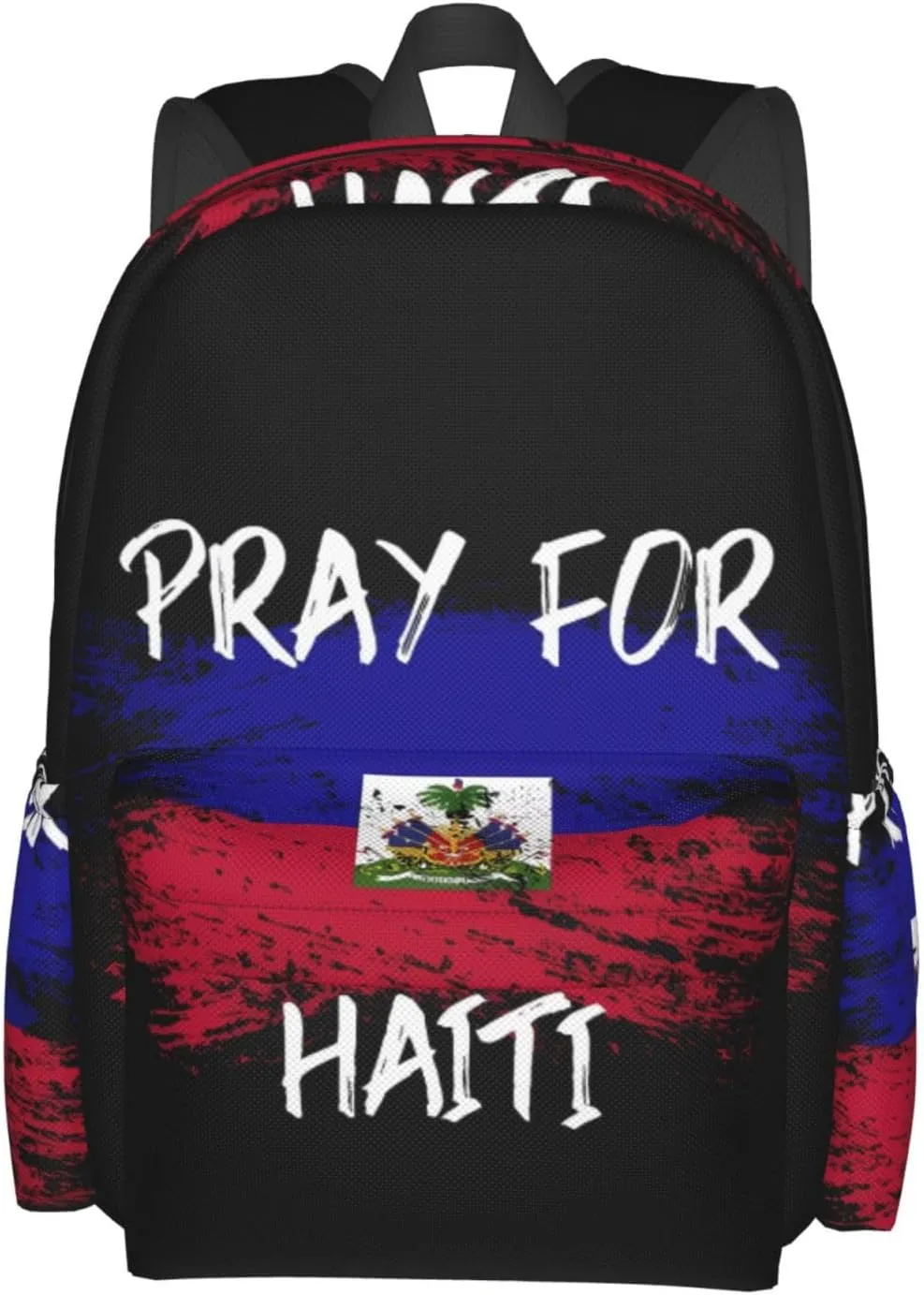 Haiti Flag Pray For Haiti Backpack Large Capacity Backpack Lightweight Double Shoulder Bag For Women Men Travel