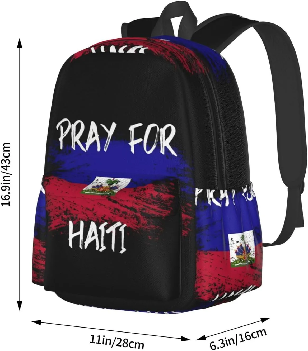Haiti Flag Pray For Haiti Backpack Large Capacity Backpack Lightweight Double Shoulder Bag For Women Men Travel