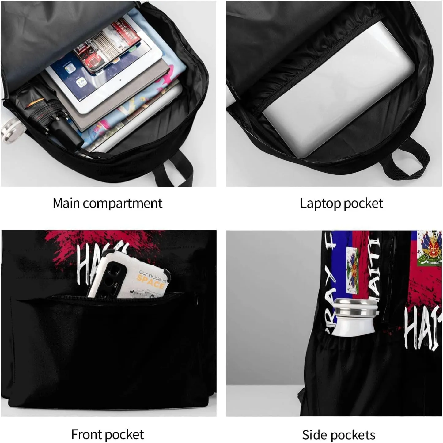Haiti Flag Pray For Haiti Backpack Large Capacity Backpack Lightweight Double Shoulder Bag For Women Men Travel