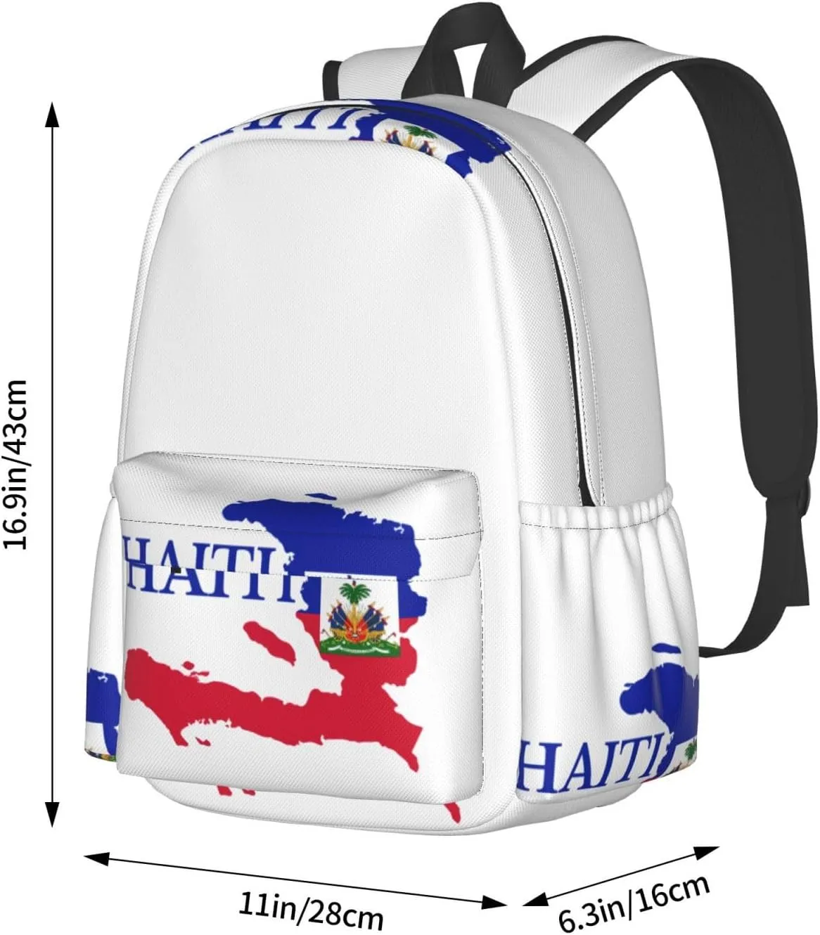 Haiti Map Flag Backpack Large Capacity Backpack Lightweight Double Shoulder Bag For Women Men Travel