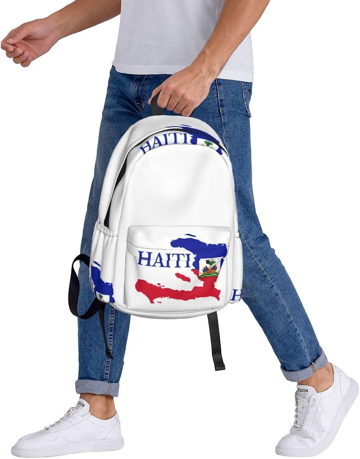Haiti Map Flag Backpack Large Capacity Backpack Lightweight Double Shoulder Bag For Women Men Travel