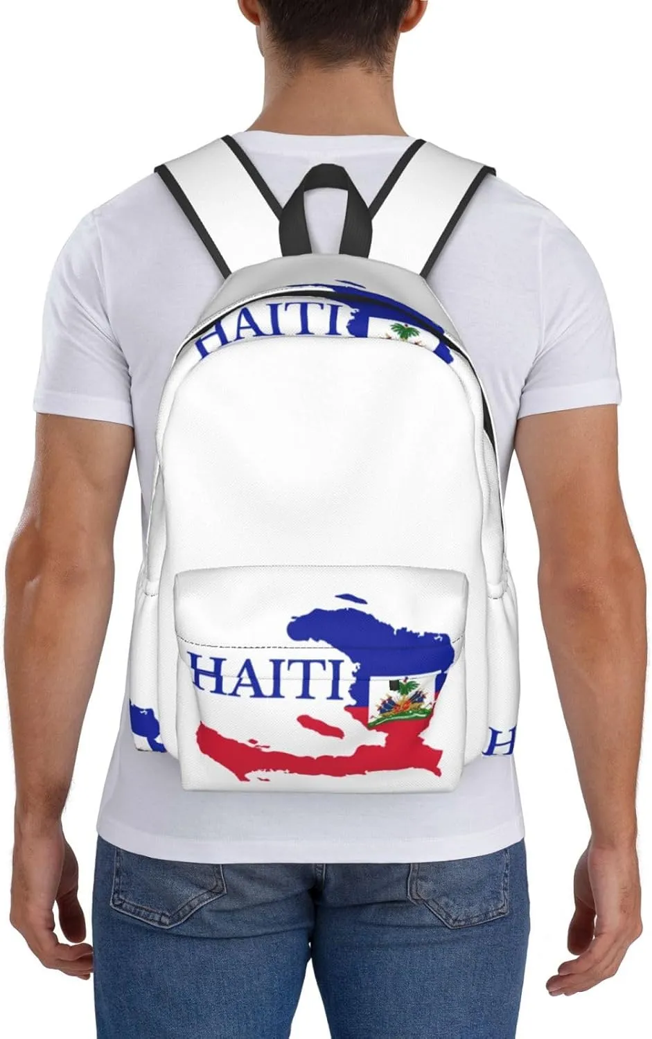 Haiti Map Flag Backpack Large Capacity Backpack Lightweight Double Shoulder Bag For Women Men Travel