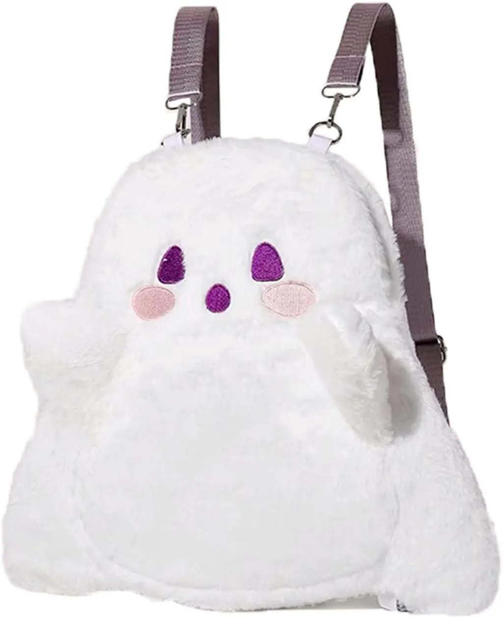Halloween Cute Ghost Face Backpacks, Mini Crossbody Candy Bag, Plush Spooky backpack, Kawaii Cartoon Backpack for Birthday, Day of the Death, Halloween Horror Nights
