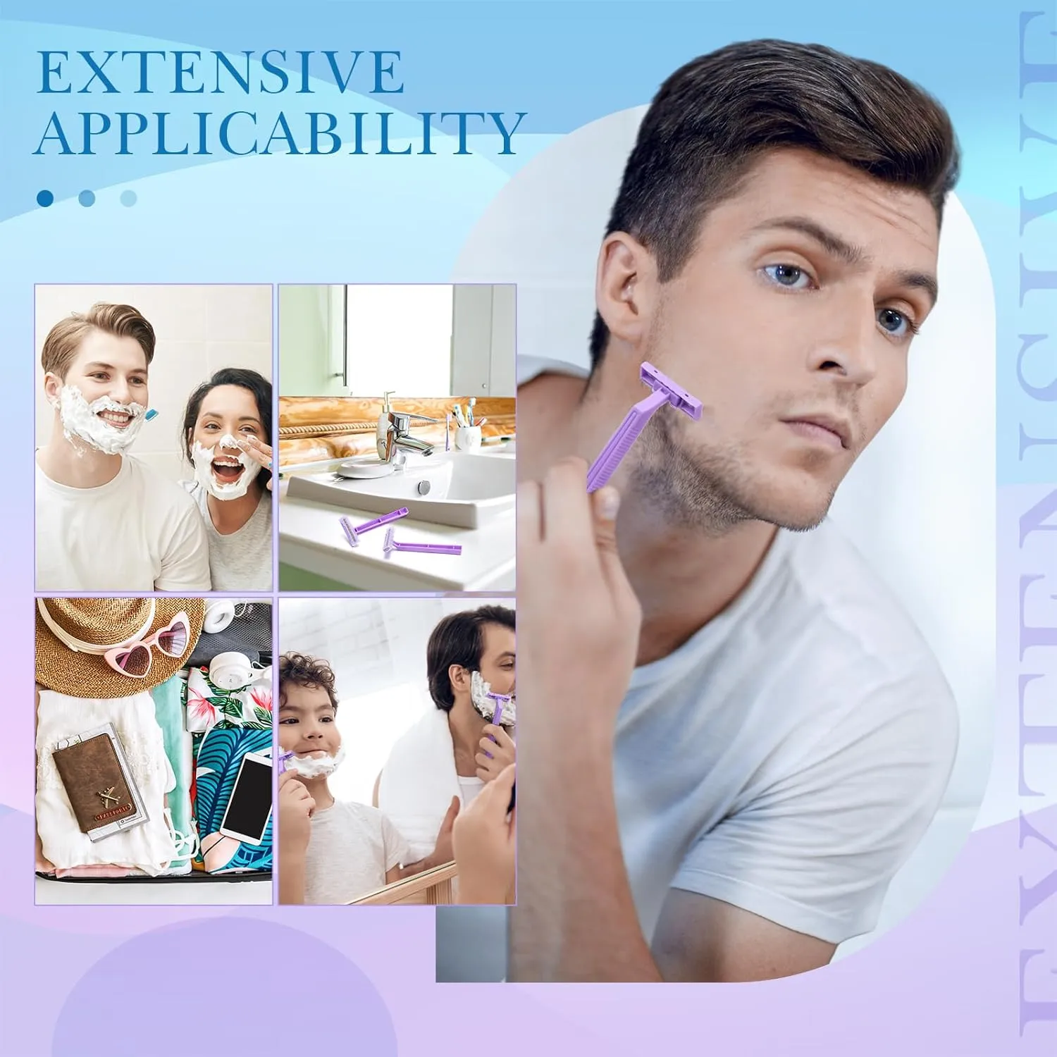 Hanaive Women's Disposable Razors Bulk Twin Blade Disposable Stainless Steel Hospitality Quality Shaver Multipurpose Portable Shave Razor Manual for Bathing Hotel Travel(Purple,200 Pcs)