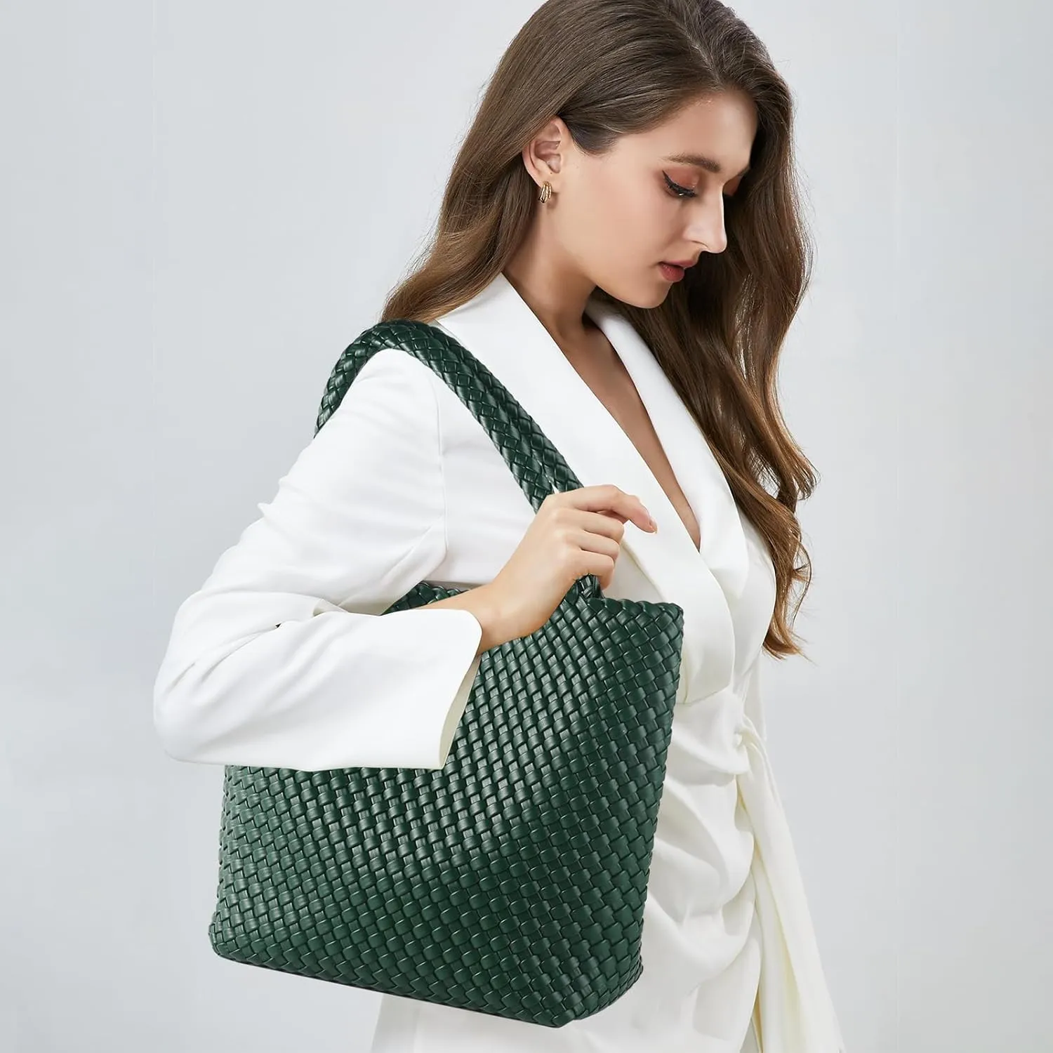 Hand Woven Bag Tote BagS For Women Top Handle Shoulder Vegan Leather Large Travel Beach Hobo Handbag