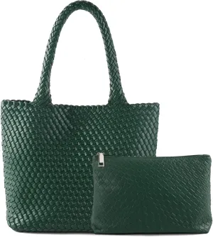 Hand Woven Bag Tote BagS For Women Top Handle Shoulder Vegan Leather Large Travel Beach Hobo Handbag
