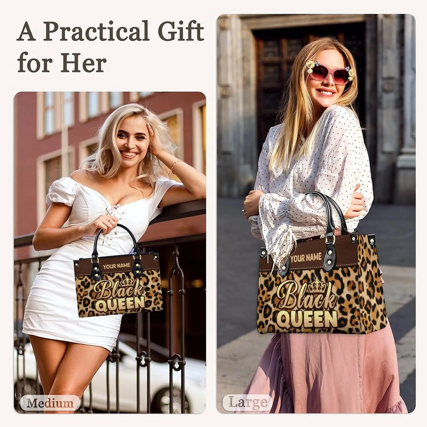 Handbags for Women - Personalized Leather Purse with Name Photo - Tote Bags for Mom Grandma - Custom Gifts Ideas for Her