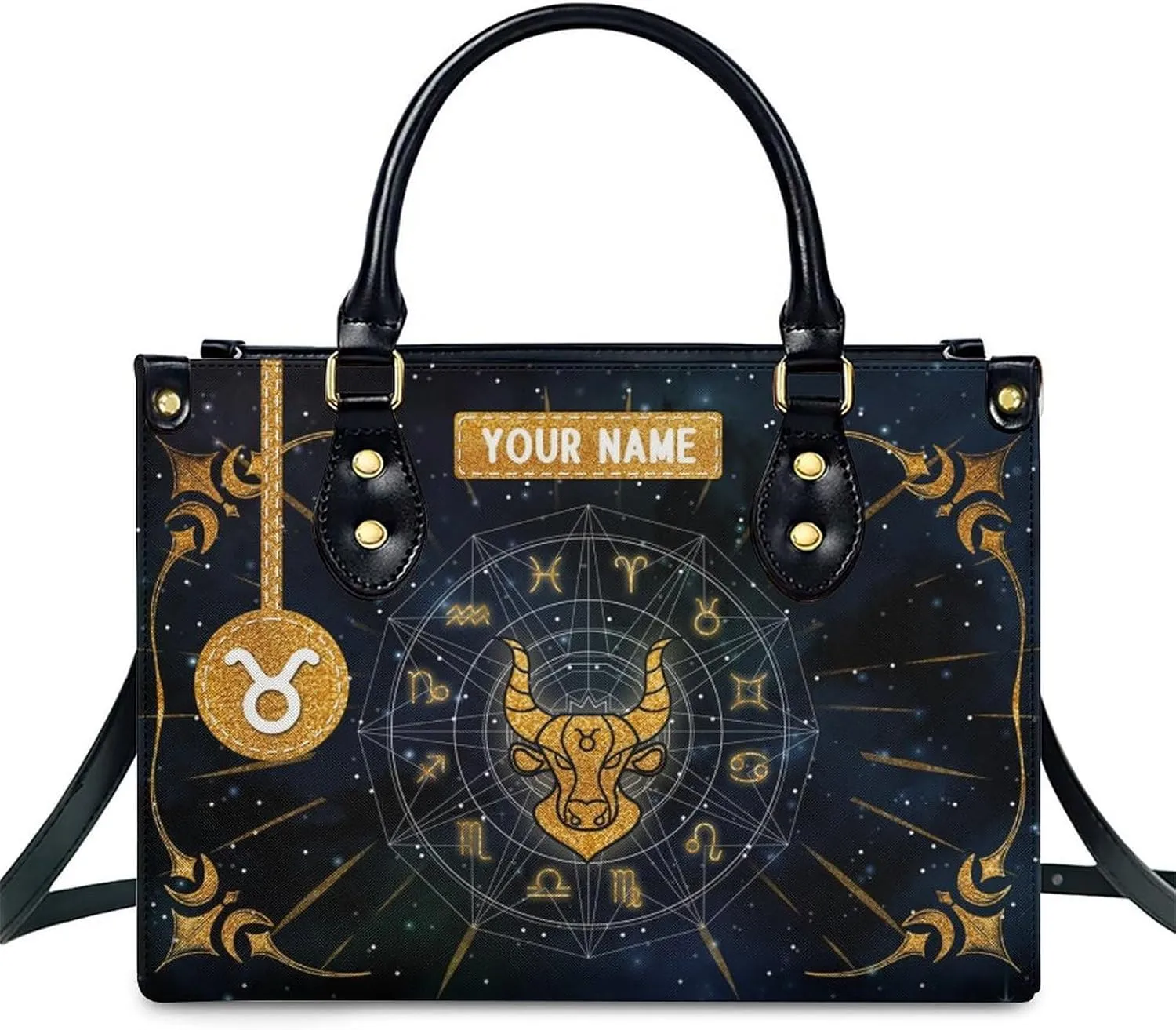 Handbags for Women - Personalized Leather Purse with Name - Tote Bags for Mom Grandma - Zodiac Gifts Ideas for Her