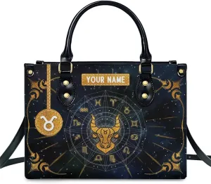 Handbags for Women - Personalized Leather Purse with Name - Tote Bags for Mom Grandma - Zodiac Gifts Ideas for Her