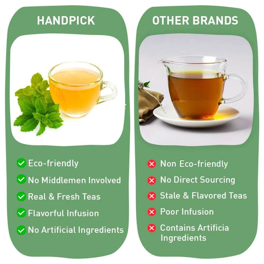 HANDPICK Lemon Balm Tea Bags – 100 Count | Caffeine-Free Herbal Tea with Citrus Flavor & Aroma | Pure Lemon Balm Leaves