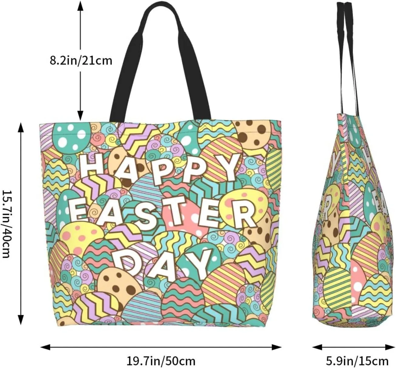 Happy Easter Egg Tote Bag for Women Mother Teacher,Reusable Shopping Grocery Bag Shoulder Bags