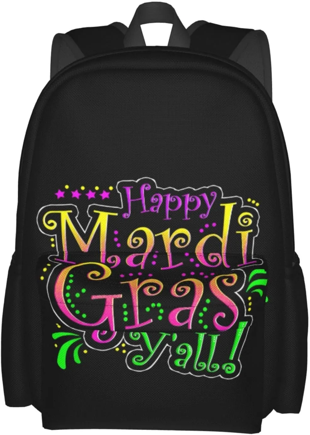 Happy Mardi Gras Y'All Party Parade New Orleans Backpack Casual Laptop Backpack Large Capacity Double Shoulder Bag Travel Daypack For Women Men