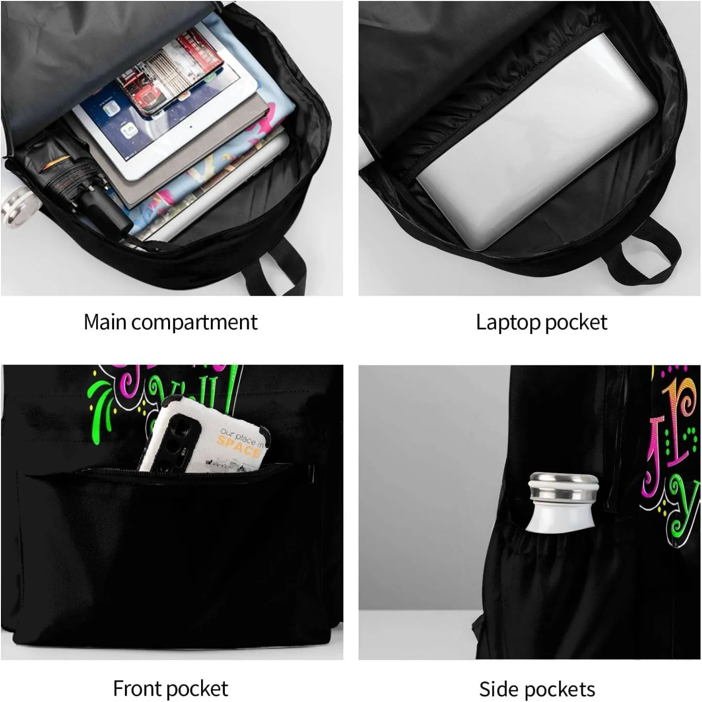 Happy Mardi Gras Y'All Party Parade New Orleans Backpack Casual Laptop Backpack Large Capacity Double Shoulder Bag Travel Daypack For Women Men