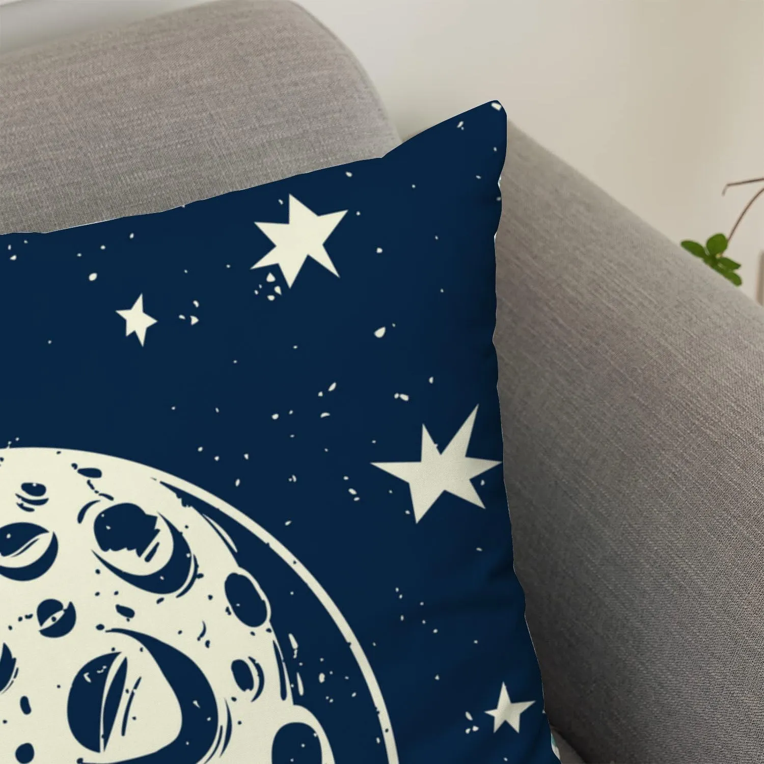 Hapuxt 20x20 Inches Square Throw Pillow Covers Set of 2 Stars Full Moon Craters Night Sky Polyester with Zip Closure Decorative Couch Sofa Living Room Bedroom Car