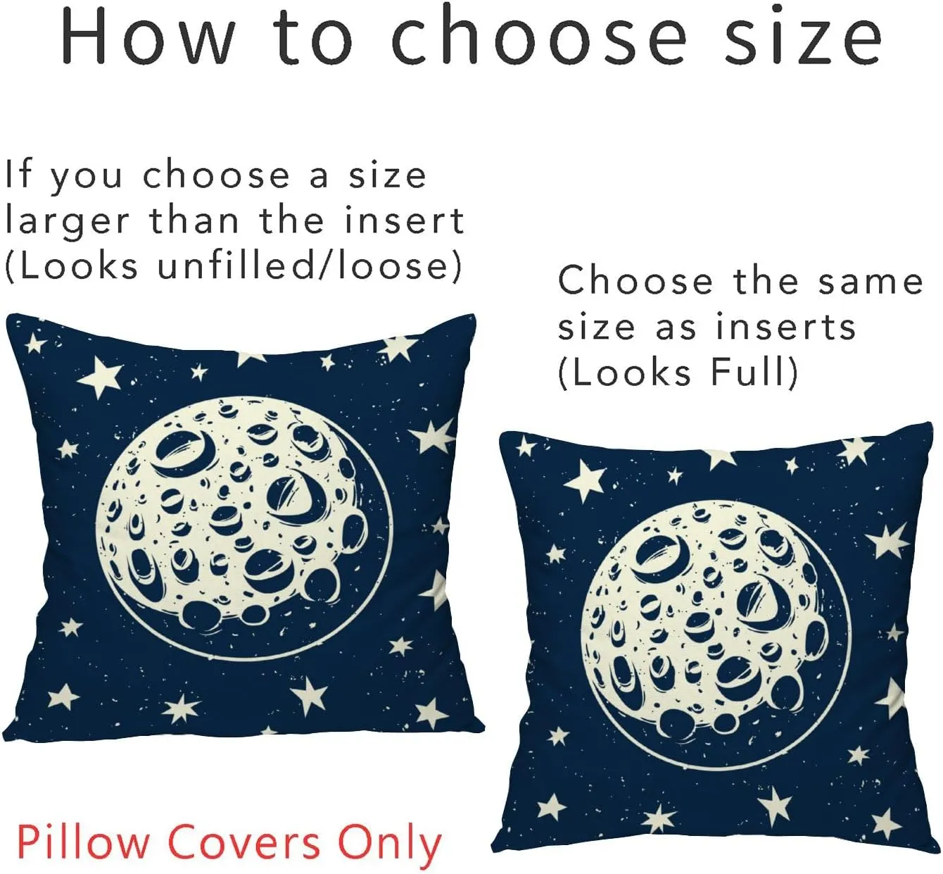 Hapuxt 20x20 Inches Square Throw Pillow Covers Set of 2 Stars Full Moon Craters Night Sky Polyester with Zip Closure Decorative Couch Sofa Living Room Bedroom Car