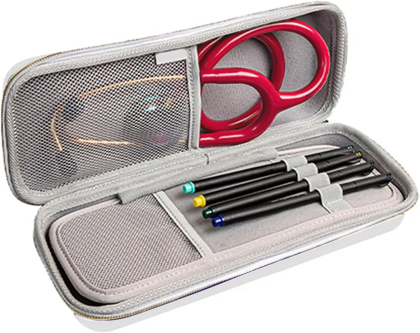Hard Stethoscope Case for 3M Littmann Classic III, Lightweight II S.E, Cardiology IV Diagnostic, Stethoscope Holder Bags with Pockets for Doctor & Nurse Accessories White(Case Only)