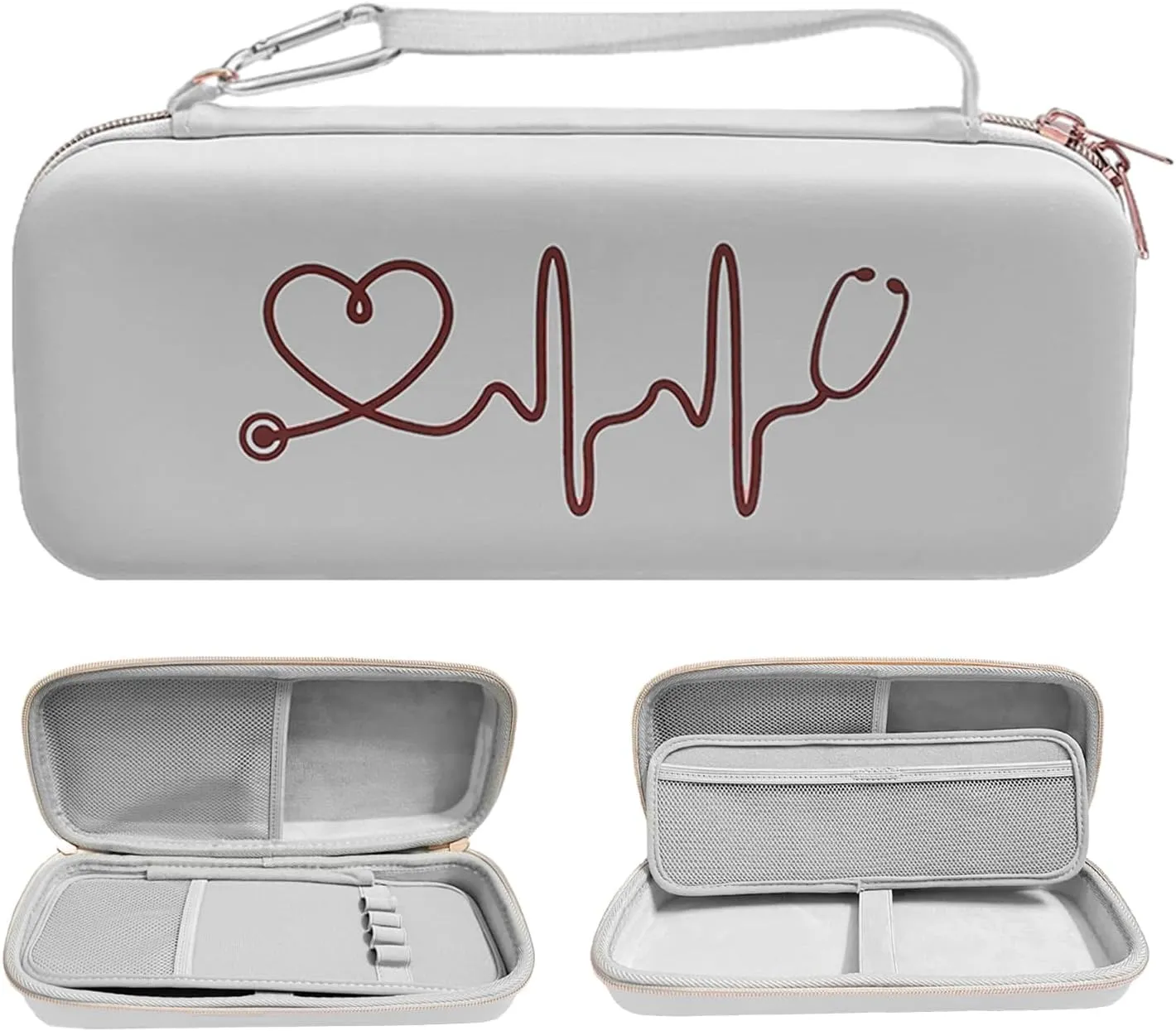 Hard Stethoscope Case for 3M Littmann Classic III, Lightweight II S.E, Cardiology IV Diagnostic, Stethoscope Holder Bags with Pockets for Doctor & Nurse Accessories White(Case Only)