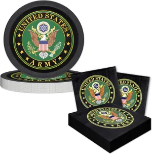 Havercamp Official U.S. Army Party for 16 guests; includes 16 ea. Lg. 9 inch Paper Plates and Napkins in the Official U.S. Army Crest