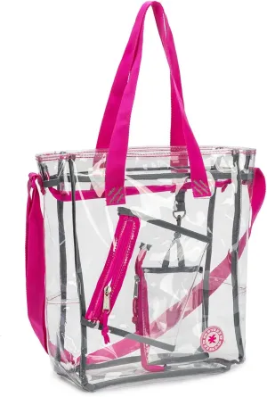 Heavy Duty Clear Tote Bag Quality See Through Messenger Bags with Zipper Durable Transparent Handbag with Cosmetic Pouch