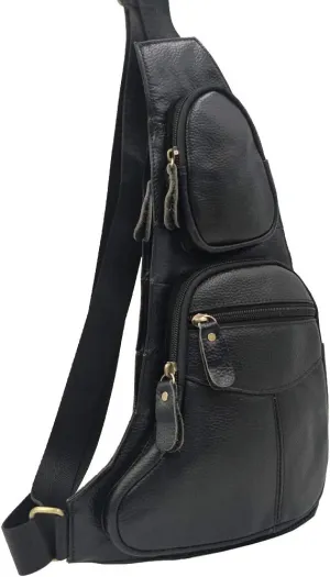 Hebetag Leather Sling Bag Crossbody Backpack for Men Women Travel Outdoor Sports