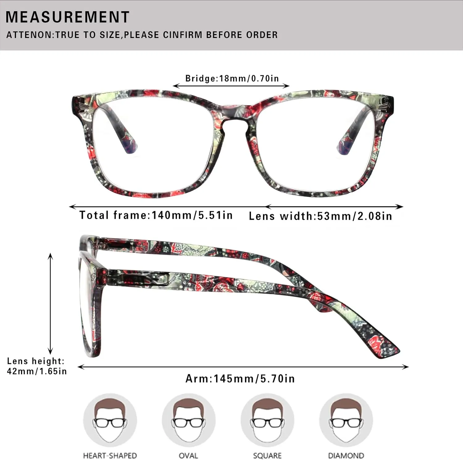 Henotin 4-Pack Blue Light Blocking Reading Glasses Women Men,Spring Hinge Computer Readers,Anti UV Ray Square Nerd Eyeglasses (Ladies Readers with Pattern Print, 0.0, Diopters)