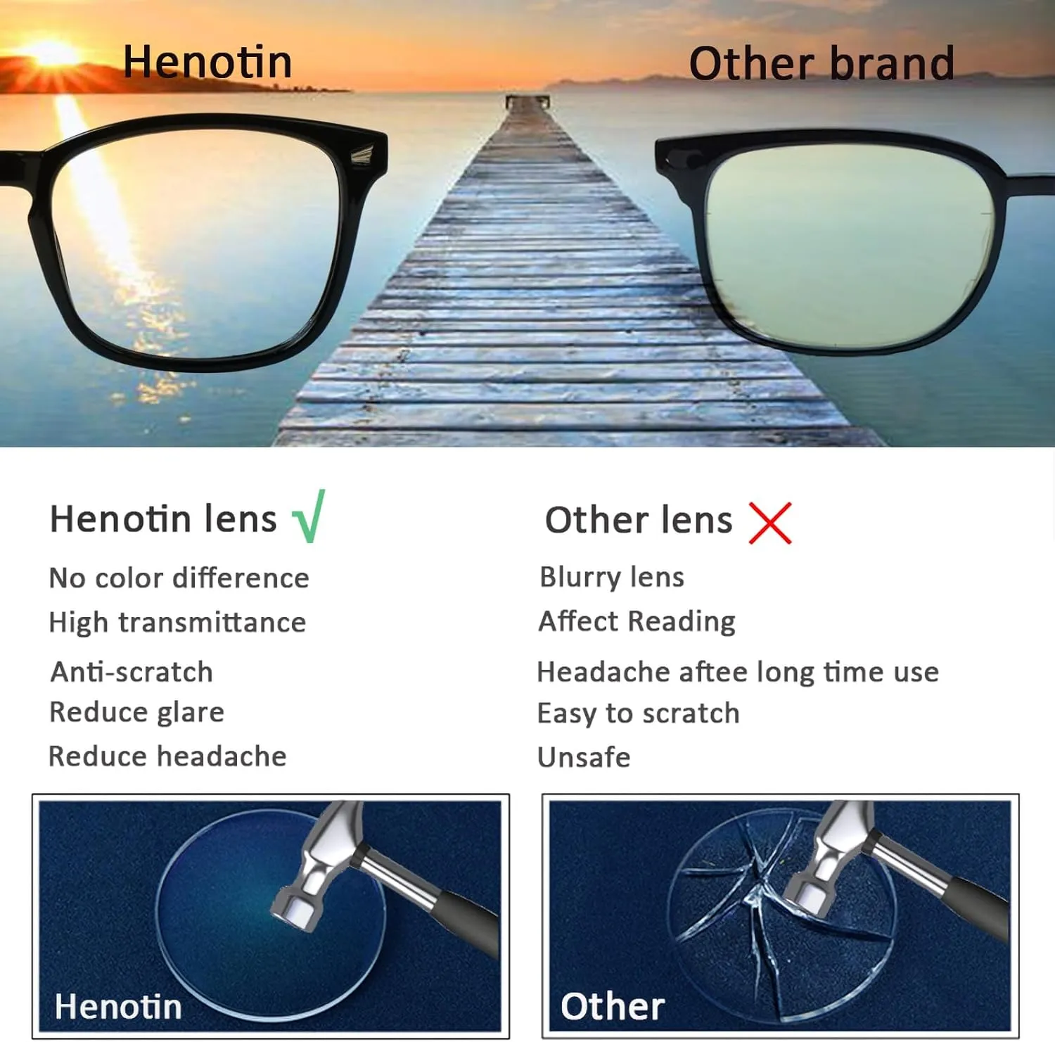 Henotin 4-Pack Blue Light Blocking Reading Glasses Women Men,Spring Hinge Computer Readers,Anti UV Ray Square Nerd Eyeglasses (Mixed Color-B, 0.00)