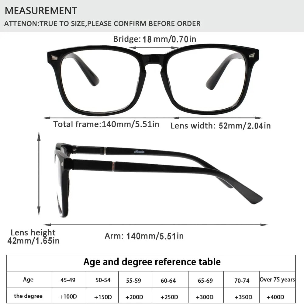 Henotin 4-Pack Blue Light Blocking Reading Glasses Women Men,Spring Hinge Computer Readers,Anti UV Ray Square Nerd Eyeglasses (Mixed Color-B, 0.00)
