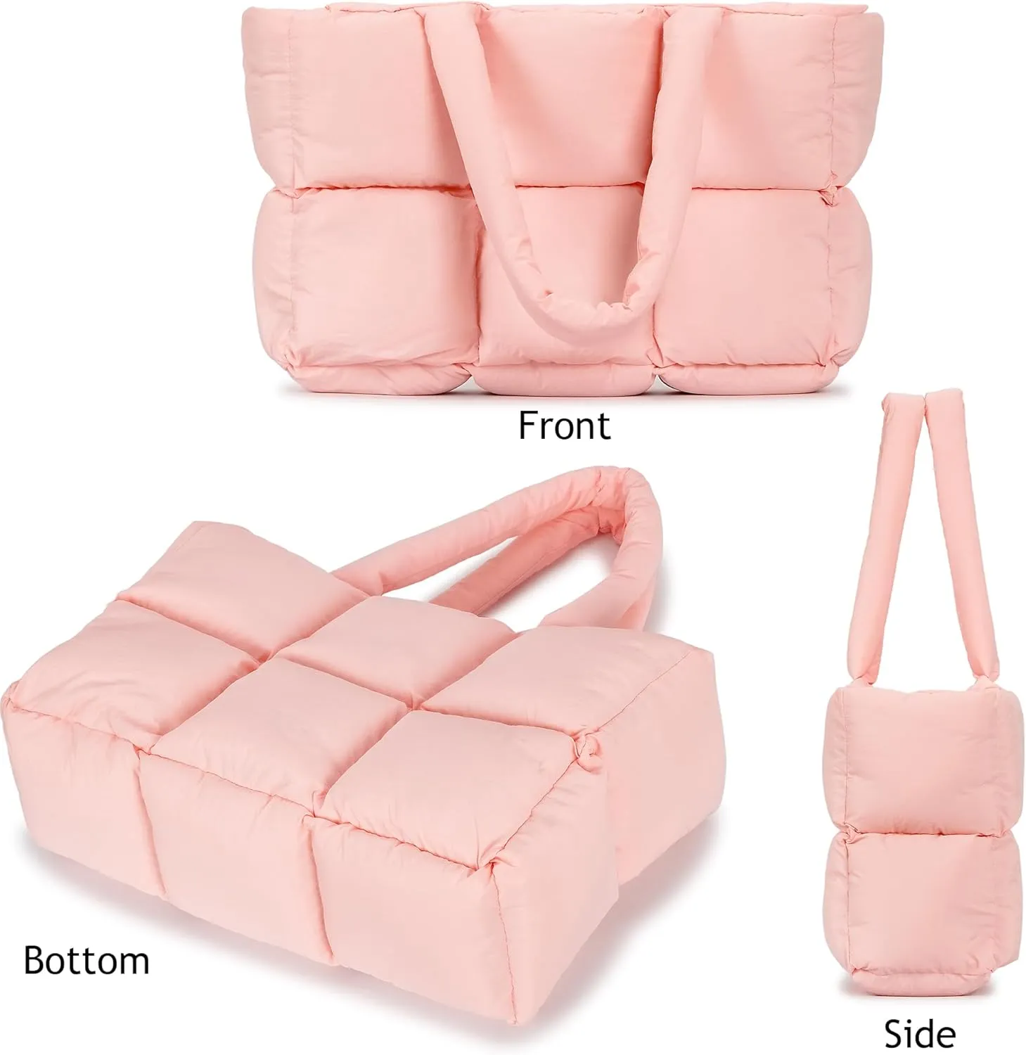 Herald Puffer Tote Bag for Women, Large Quilted Puffy Handbag Lightweight Satchel Purse for Work Travel Gym Shop
