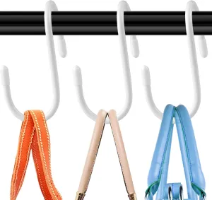 HiGift 12 Pack Purse Hanger for Closet, Unique Twist Design White Vinyl Coated Bag Hooks Organizer hanging, Large Closet Hooks Purse Organizer Holder for Hanging Purses,Handbag,Belt,Hat,Backpack,Jeans