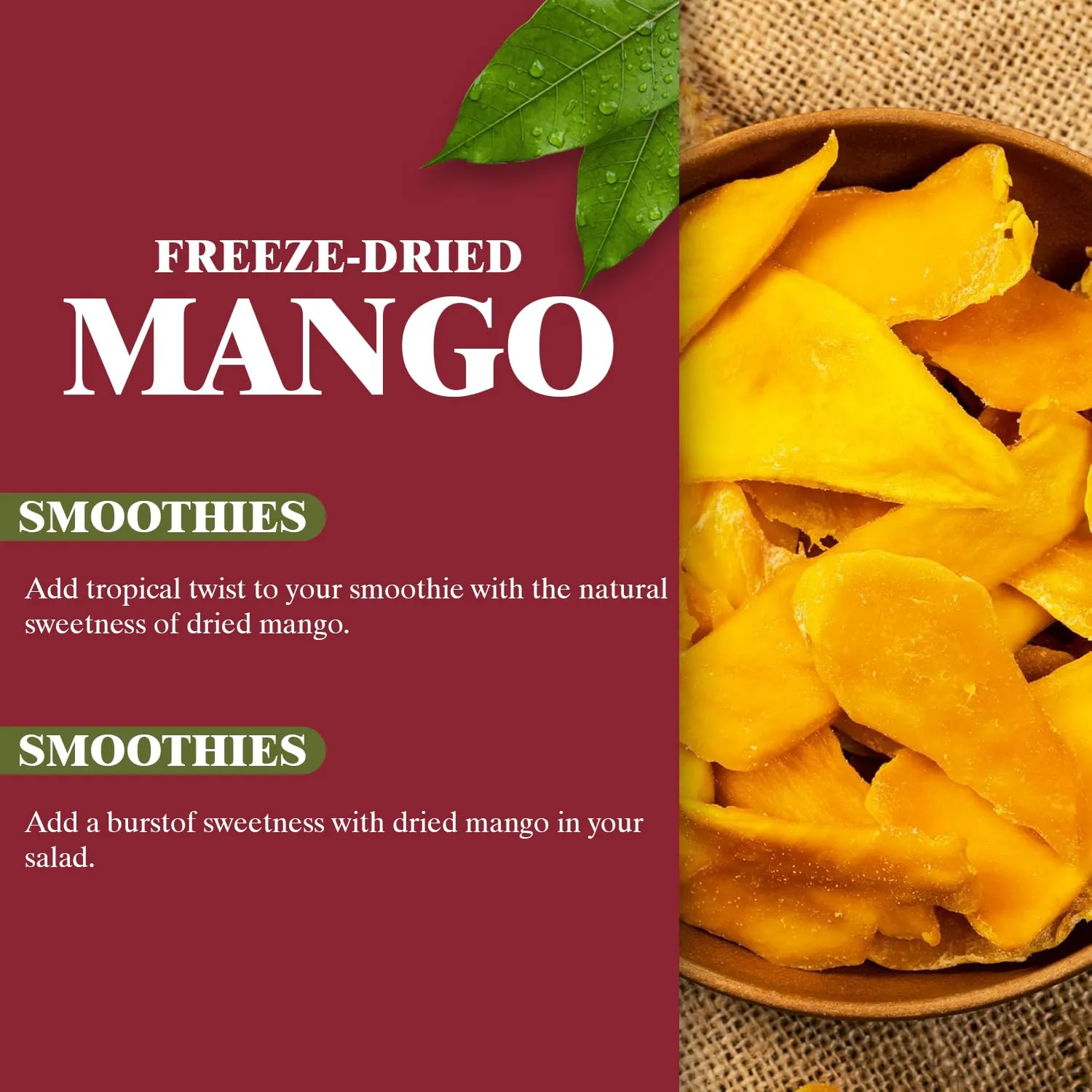 Himalayan Chef Freeze-Dried Fruit – 15g Freeze-Dried Mango, Pack of 10 Bags | Organic Fruit Snacks, Healthy Snacks for Kids & Adults | Baby Snacks, Gluten-Free Dried Fruit