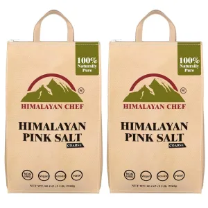 Himalayan Chef Pink Salt Coarse Grain, Salt for Grinder Refill - 5 lbs Bags | 100% Natural Salts, Non-GMO & Gluten Free, Food Grade with Rich of 84 Minerals - Pack of 2