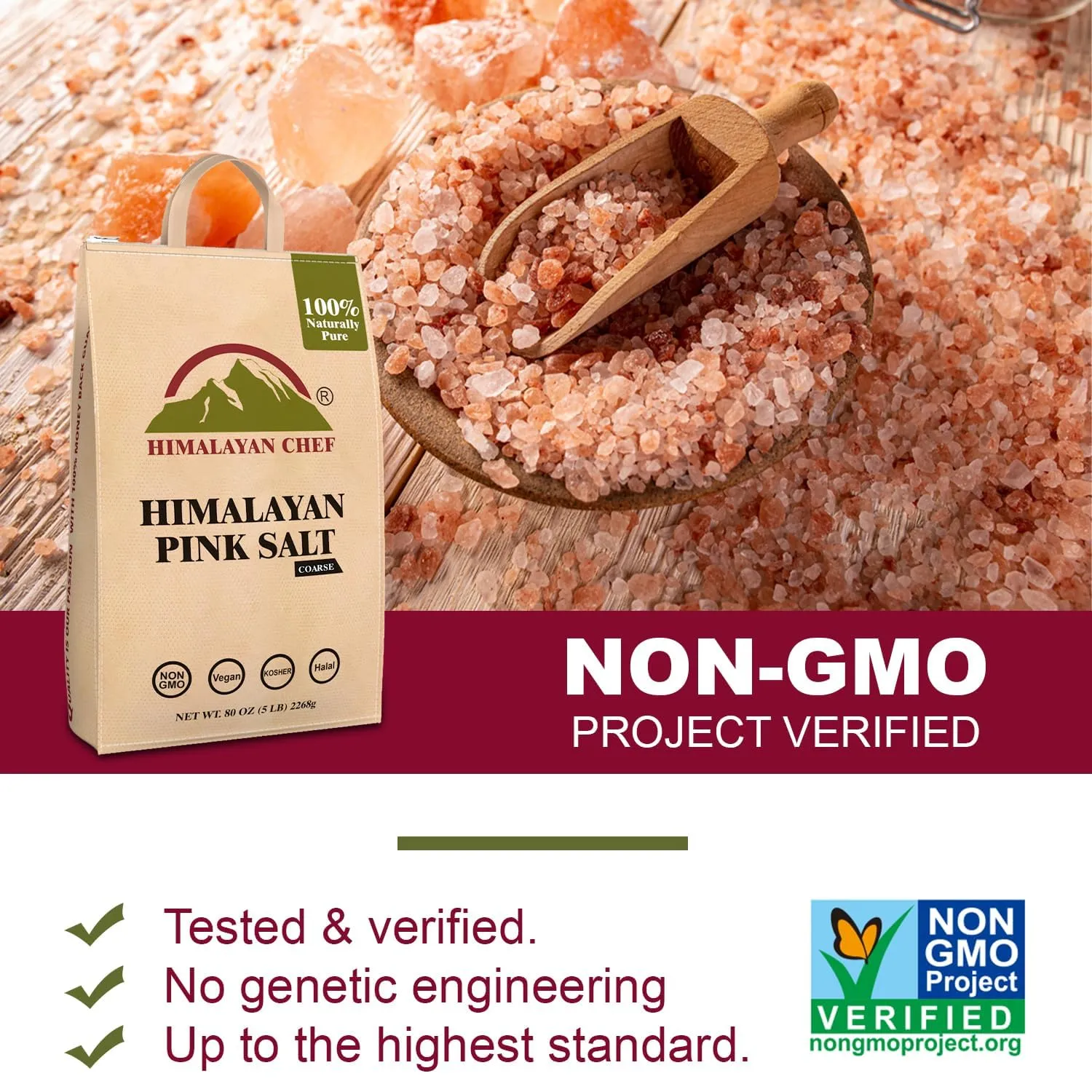 Himalayan Chef Pink Salt Coarse Grain, Salt for Grinder Refill - 5 lbs Bags | 100% Natural Salts, Non-GMO & Gluten Free, Food Grade with Rich of 84 Minerals - Pack of 2