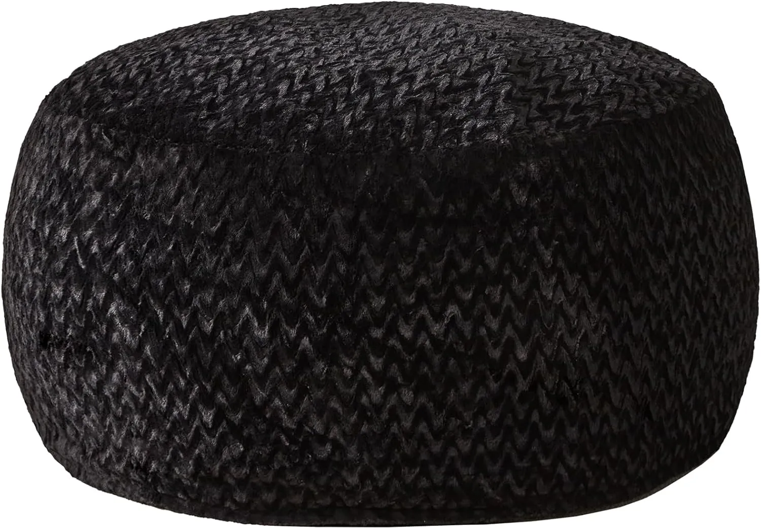 Hobestluk 4ft Bean Bag Chairs for Adults Large Beanbag Chair with Chevron Plush Fur Cover Big Bean Bag Chair for Living Room Bedroom Dorm Office - Black (44” x 44” x 24”)