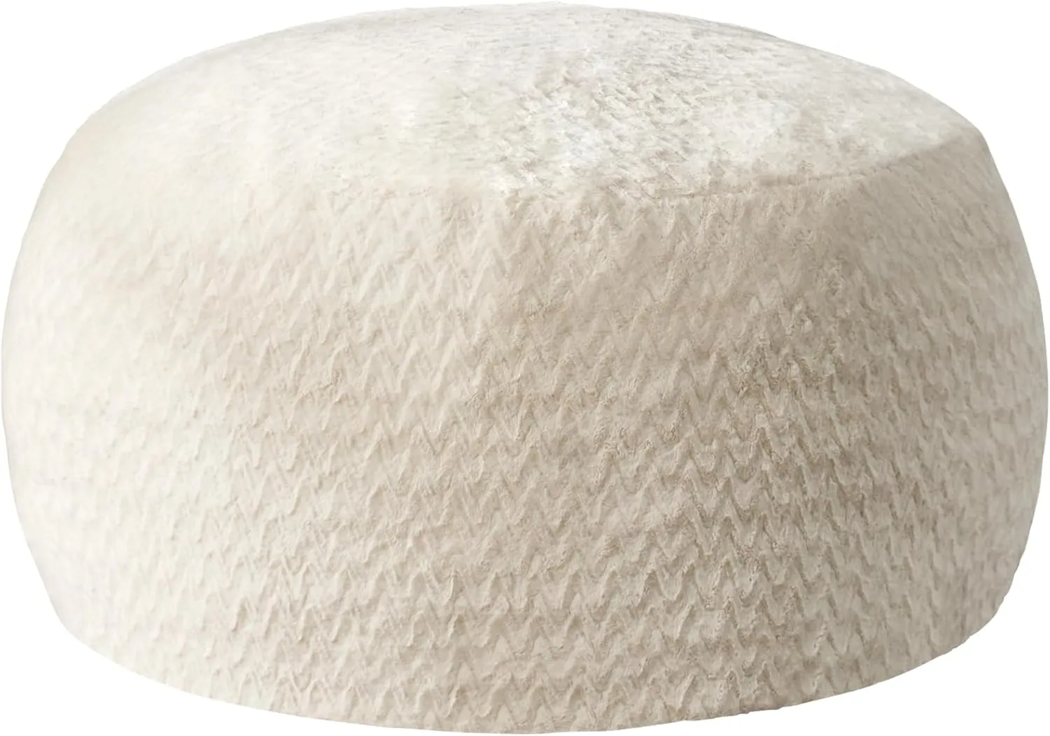 Hobestluk 4ft Bean Bag Chairs for Adults Large Beanbag Chair with Chevron Plush Fur Cover Big Bean Bag Chair for Living Room Bedroom Dorm Office - White (44” x 44” x 24”)