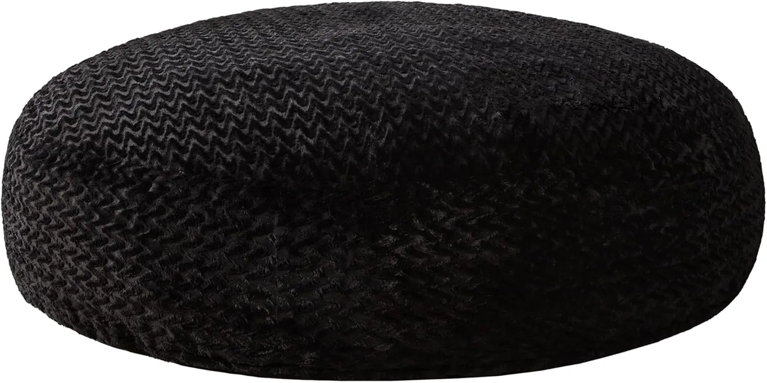 Hobestluk 6ft Bean Bag Chairs for Adults Large Beanbag Chair with Chevron Plush Fur Cover Big Bean Bag Chair for Living Room Bedroom Dorm Office - Black (70" x 70" x 15")